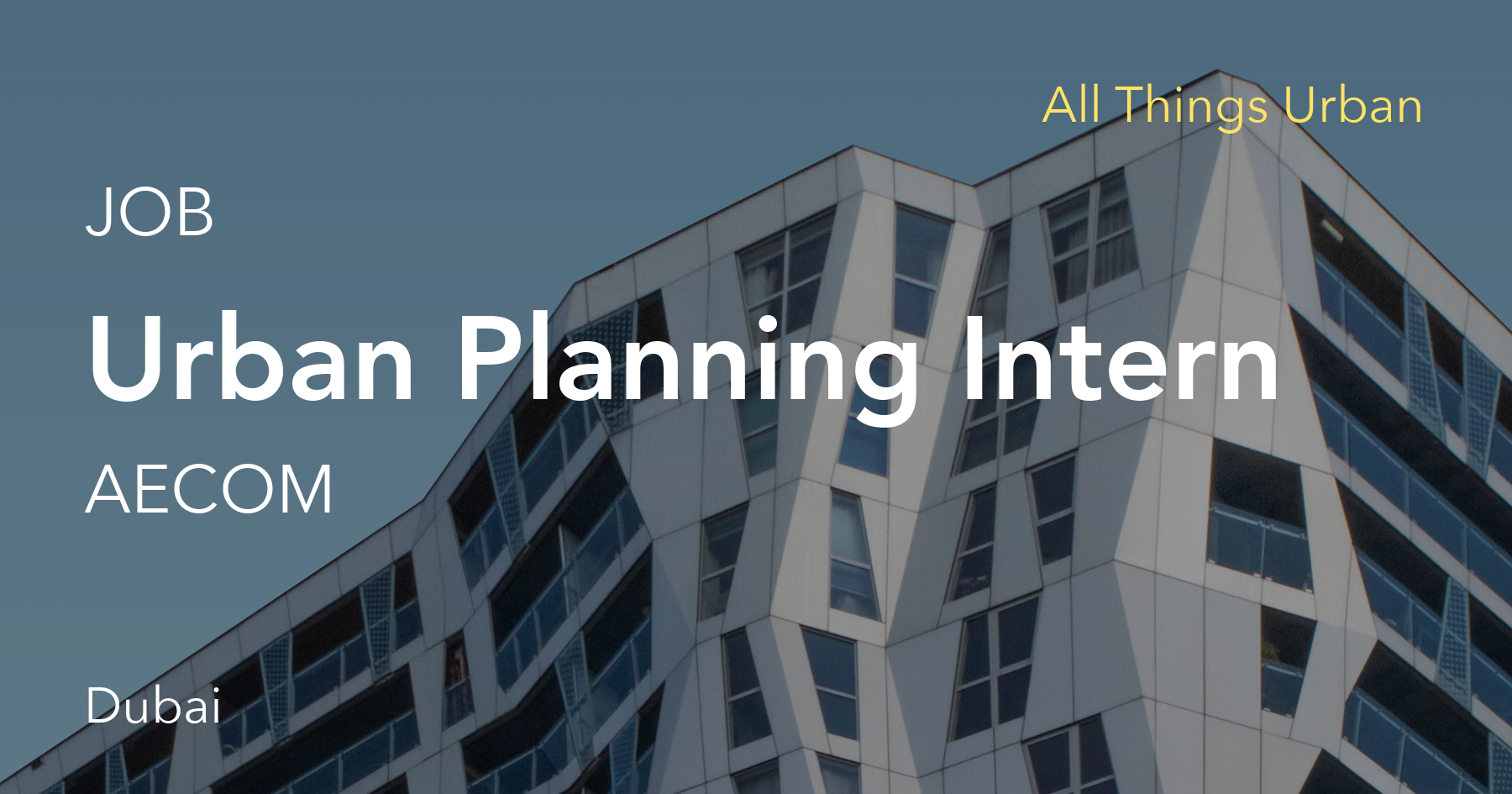 All Things Urban Urban Planning Intern at